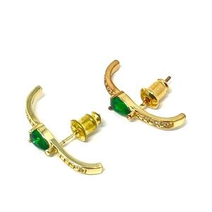 New Anthropologie Bar Stack Gold Earrings Green